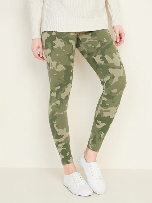 NWT Old Navy Mid-Rise Printed Jersey Leggings Pants Green Camo