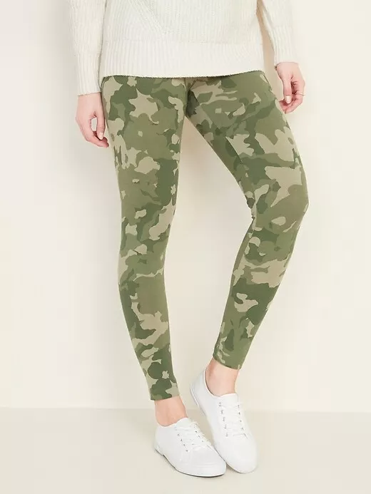 NWT Old Navy Women's Mid-Rise Printed Jersey Leggings Pants Geen Camo Medium