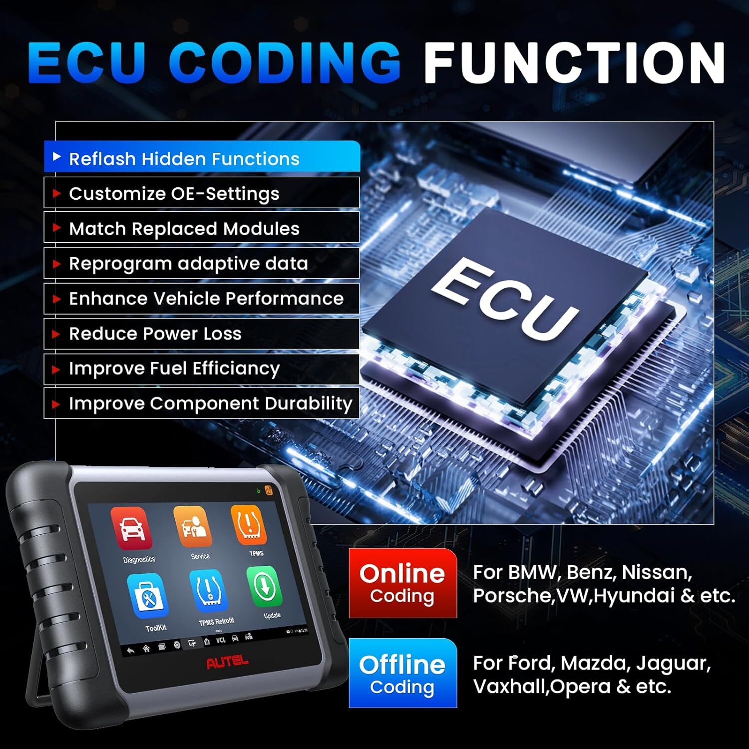 Autel MaxiPRO MP808Z-TS Car Diagnostic Scanner Tool Key Coding TPMS Programming