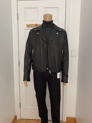 NWT The kooples Men's padded Black leather Jacket $995 Size XL | eBay
