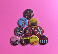 Classic Punk 1.25" Button Pin Lot of (10) The Stooges The Clash Ramones  Misfits