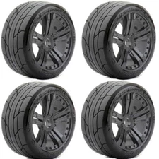 Powerhobby 1/8 Buggy Super Sonic Belted Tires Mounted on Black Claw Wheels (4)