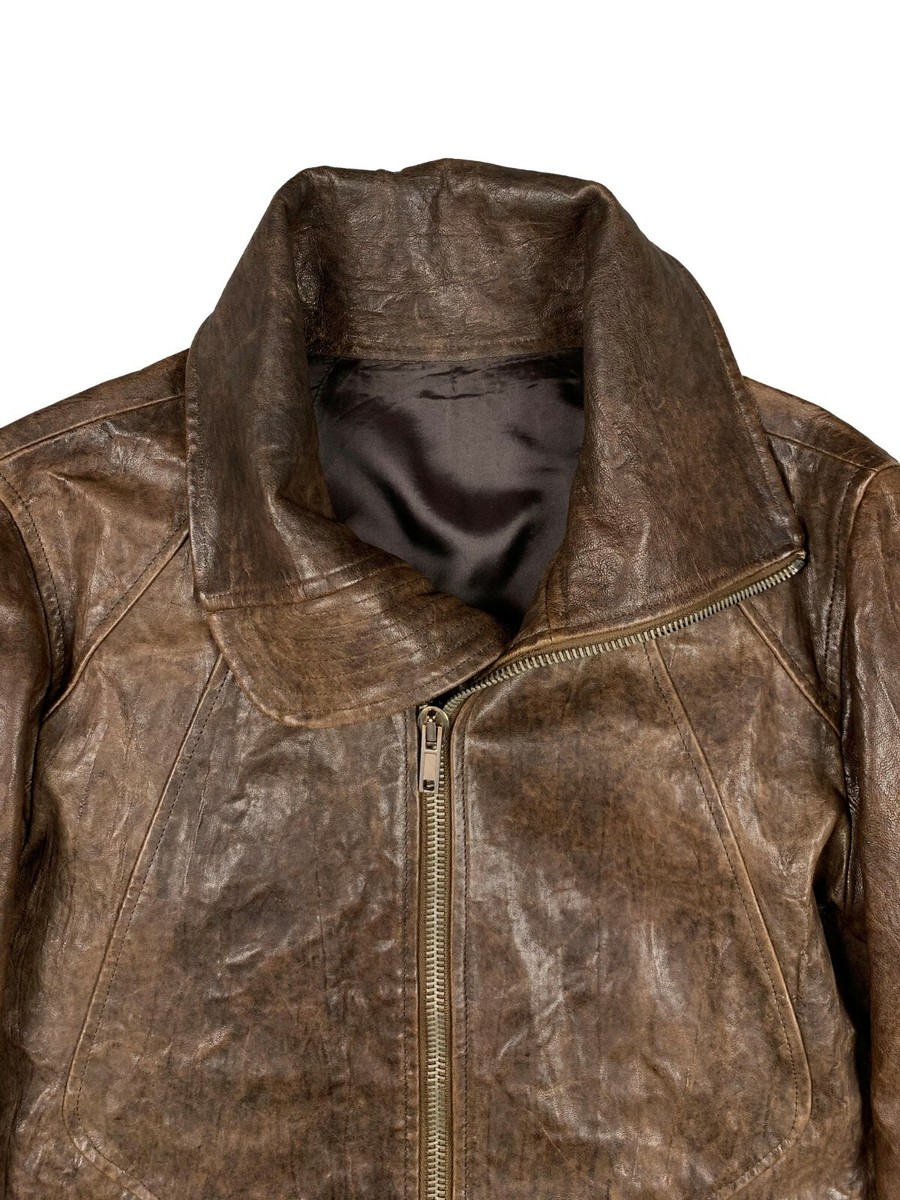 Rick Owens Lambskin Leather Jacket in Bitter Colorway sz46