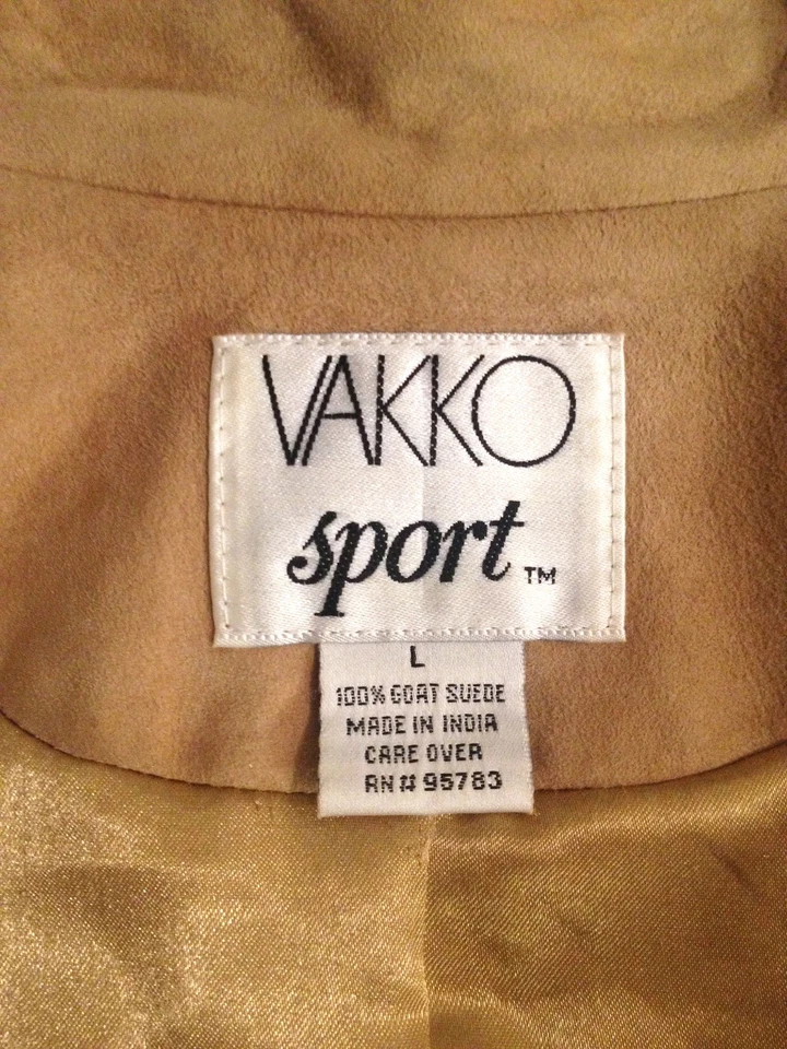 Chaqueta de Motociclista VAKKO Marrón Tostado Cuero Gamuza Genuino Abotonada Primavera - M/L Foto 2 de 4