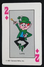 1981 General Mills Cereal Card Game Hearts Lucky 2 Diamonds