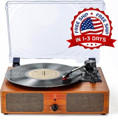 Tocadiscos Bluetooth Tocadiscos para Vinilo con Altavoces y Reproductor USB  NEW