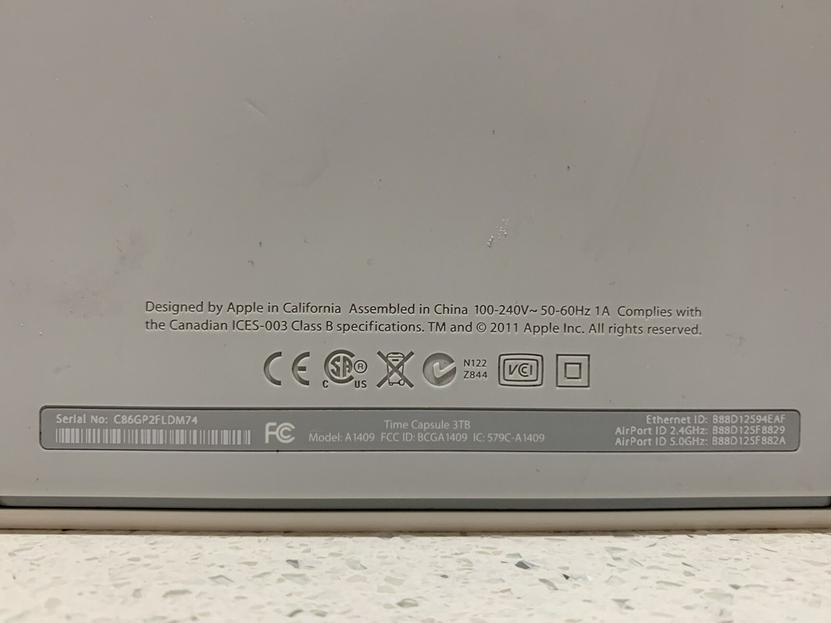 Apple Airport A1409 Time Capsule 3TB Router Wi-Fi Extender Apple Airport A1409 Time Capsule 3TB Router Wi-Fi Extender