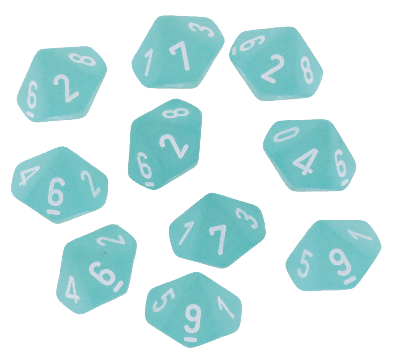 Набор кубиков Chessex Матово-бирюзовыйбелый D10 10 2490₽