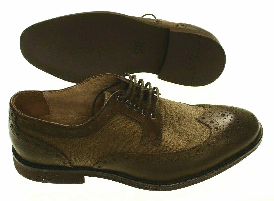 CANVAS LACE WINGTIP' Brown OXFORD SHOES 