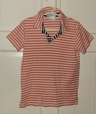 SERENDIPITY SHRIMP GRITS orange navy Blue Striped Cotton Polo Shirt 5 6