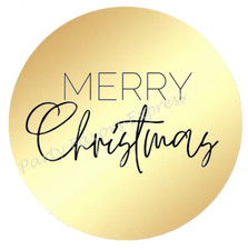 GOLD FOIL MERRY CHRISTMAS ENVELOPE SEALS LABELS STICKERS PARTY FAVORS