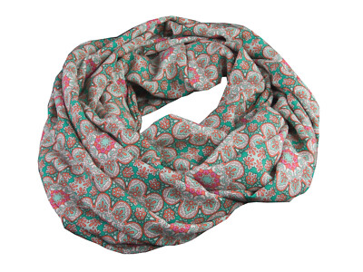 Damen-Rundschal Blumen Ornamente grün lachs creme ca. 35 cm x 140cm 100% Viskose
