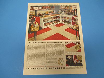 1953 Armstrongs Linoleum Wonderful floor for a neighborhood store Print Ad PA013