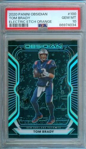 2020 Panini Obsidian TOM BRADY Electric Etch Orange #100 Patriots #57/75 PSA 10