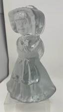 Vintage Viking Frosted Glass Farmgirl Figurine Bookend 7 Inches no Sticker