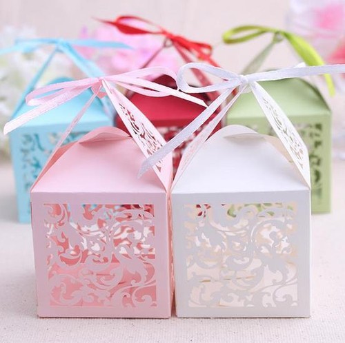 10 Wedding Christening Baby Shower Party Gift Favour Bomboniere Box Ribbon Table - Picture 34 of 42