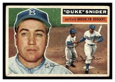 1956 TOPPS DUKE SNIDER #150 GRAY BACK HOF BROOKLYN DODGERS LOW MID GRADE