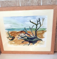 DRIFTWOOD; an signed, original, mounted and framed watercolour with ink