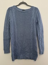 J McLaughlin Blue Knit Sweater Lambswool Cashmere Fisherman Coastal Size Small