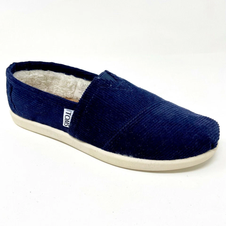 Toms Classics темно-синий вельветовый мех молодежи поскользнуться на повседневный холст туфли на плоской подошве - Изображение 2 из 4