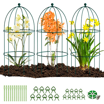 H&ZT 3 Pack Metal Plant Cage Support 31.5'' H Peony Support Tomato Cage Trellis