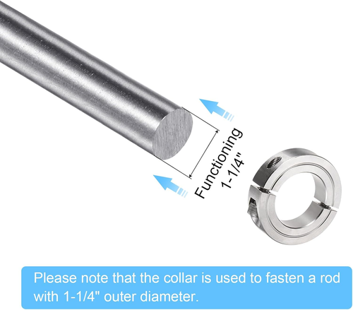 2pcs Shaft Collar for 1-1/4" Rod 2-1/16" OD 1/2" Width 304 Stainless Steel Doubl - Picture 4 of 12