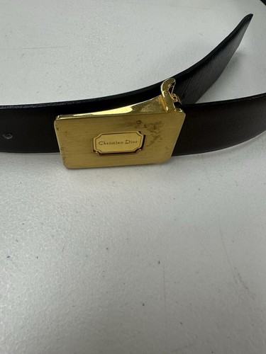 Christian Dior VINTAGE Men's Dark Brown Gold Buckle Belt Size 34 $595 - Picture 6 of 9