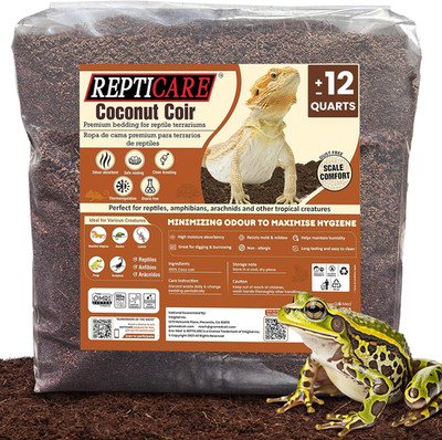 Repticare Coconut Fiber Substrate for Reptiles 12 Q, Organic Ready to Use - Odor
