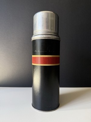 Vintage American Thermos B7 Black Red Stripe Cork Glass Liner Norwich CT USA
