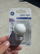GE Nightlight Bulb S11, 7.5W Medium Base, White 120 Volts