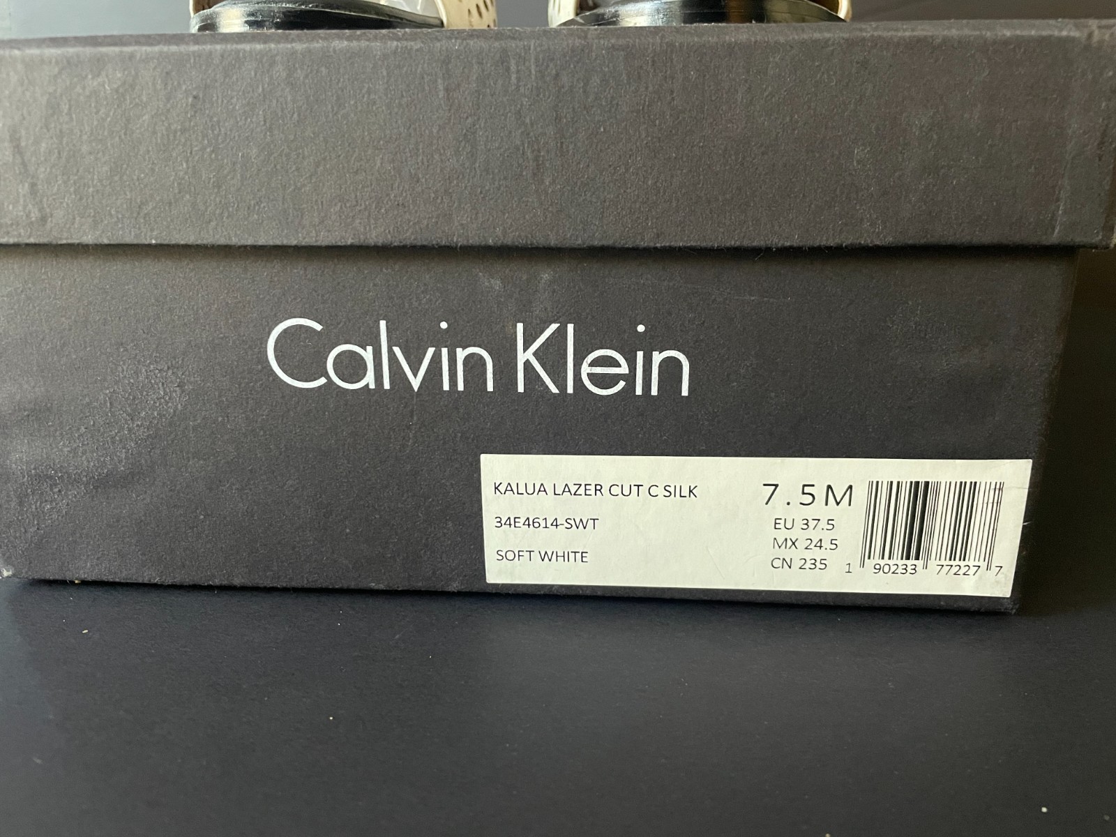 Calvin Klein Laser Cut Block Heel Sandals Ankle Strap, White, Womens 7.5 thumbnail 6