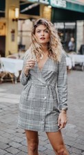 ZARA BNWT WOMAN PLAID BLAZER DRESS M Black / White 8342/322
