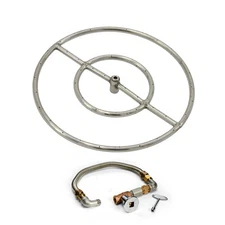 HPC Fire Round Match Light Fire Pit Kit, 18-Inch, Natural Gas