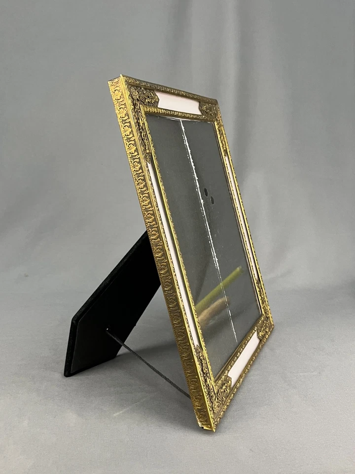 1930 Art Deco 8"X10" latón y filigrana fama con bordes pintados al revés (2) Foto 4 de 4