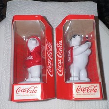 Coca-Cola Winter Polar Bear Figurines Lot of 2 In Box Red/White Soda Theme