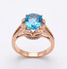 14 karat yellow gold ring, oval cut blue topaz center stone (Q7M3) — photo 2