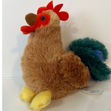 Aurora Plush Rooster Chicken Stuffed Animal Toy Farm Bird Brown Red Green Blue