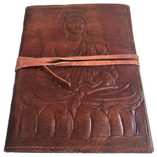 Leather Notebook Diary Journal Buddha Handmade 6x8 Cord Closure Blank Pages