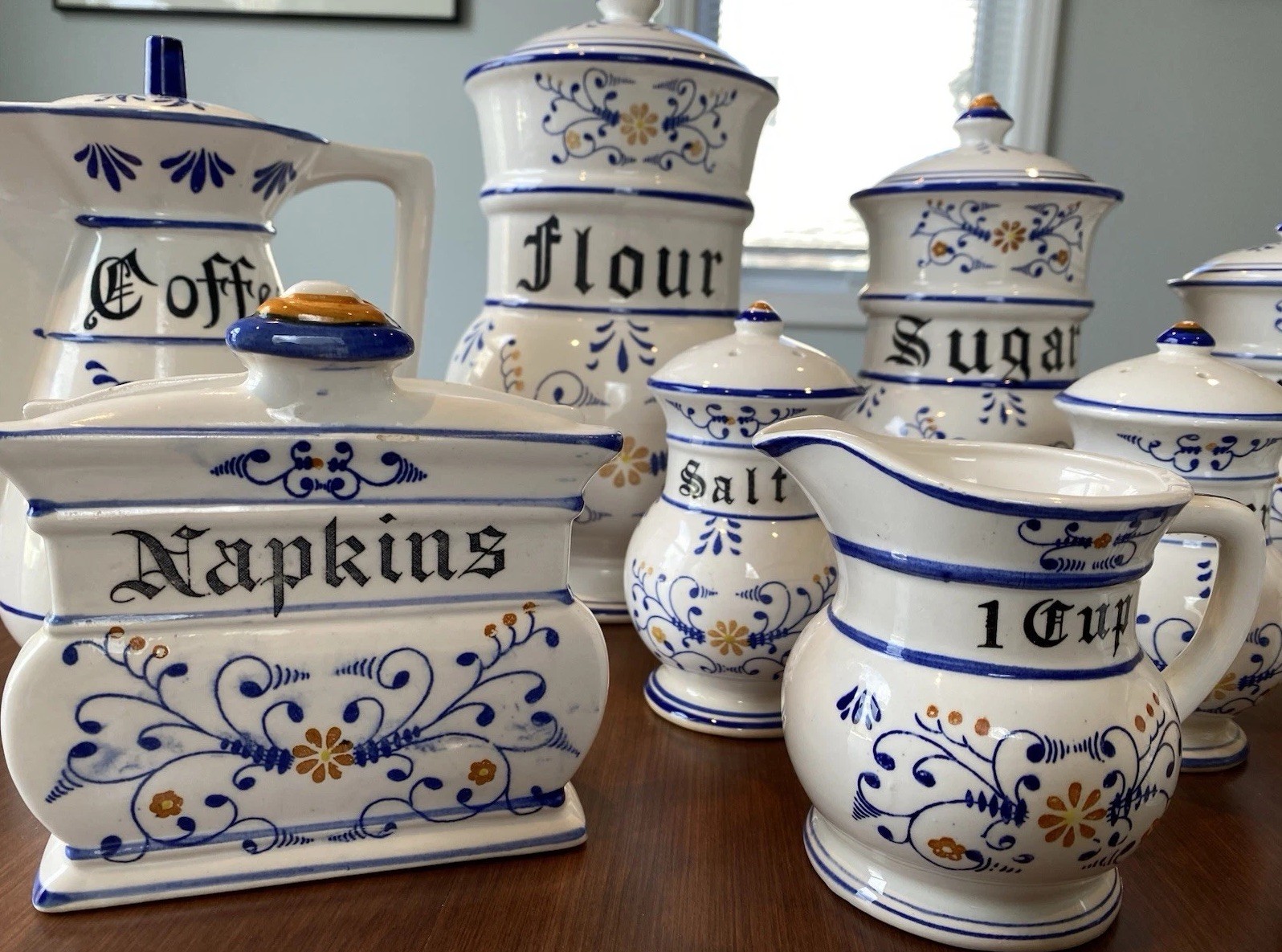 Vintage Blue & White Royal Ceramic Canister Set – 16 Pieces - Royal Sealy