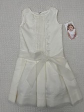 US Angels Girl Ivory White Satin Sleeveless Dress Communion Flower girl -Size 6X