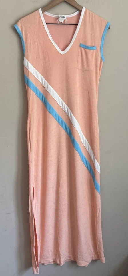 Vestido Maxi Vintage Monrgomery Ward Pano Terry Longo Anos 70 Feminino Tamanho Pequeno - Imagem 2 de 4