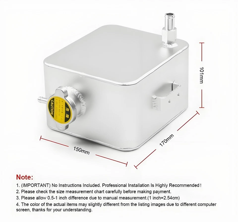 Universal Ausgleichsbehälter Kühlmittelbehälter Wasserbehälter Alu+Kappe 2L - Bild 2 von 4
