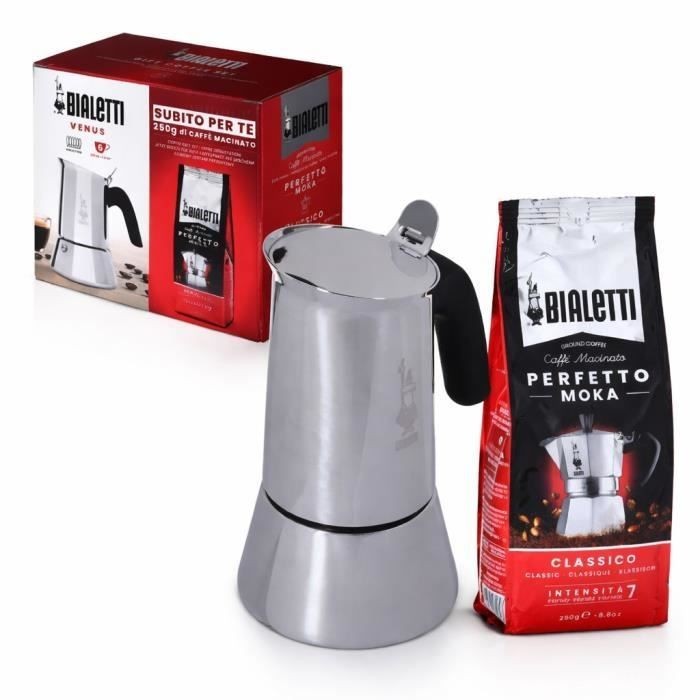 Cafetière Bialetti Venus 4 tasses en inox avec café Moka 250g