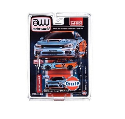 AUTOWORLD 1:64 2021 DODGE CHARGER SRT HELLCAT CUSTOM GULF LIVERY