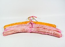 Vintage Lot of Three 3 Padded Closet Hangers Pink and Peach