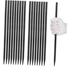 16 inches Rebar Stakes 18-Pack Heavy Duty Ground I-16"x3/8"-18pcs I Shape-Black