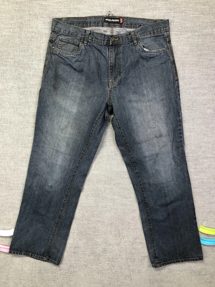 Pantalones de mezclilla Michael Brandon para hombre 36x30 azul pierna recta informal calce clásico Foto 2 de 4