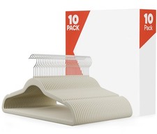 Velvet Hangers 10, Non Slip Swivel Hook, 11 Lbs Capacity, Beige