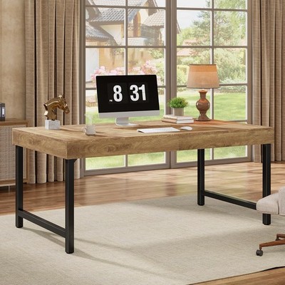 55'' Industrial Executive Desk for Home Office Rustic Simple Computer Laptop Desk