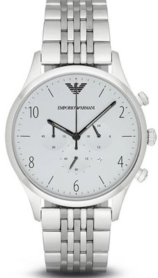 Emporio Armani AR1879 Herren Luigi Chronograph Uhr Silber Zifferblatt